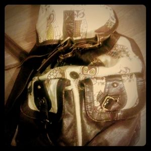 Leather owl backpack